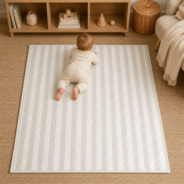 Story Time Collection Baby Rectangle Play Mat 100cm X 120cm - NEUTRAL STRIPE