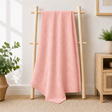 Story Time Collection Baby Classic Knitted Pram Blanket 100cm x 100cm - PINK