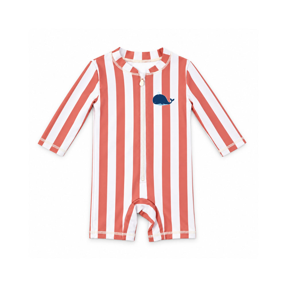 Salty Toes Series Baby Swim All in One - RUST STRIPE