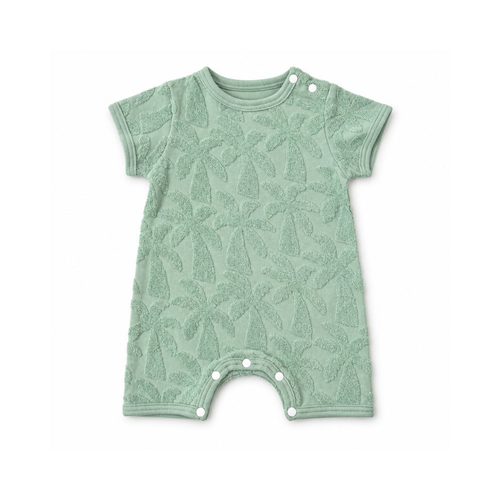 Salty Toes Series Baby Terry Towelling Romper - PALM TREES