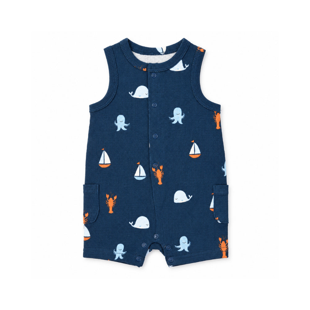 Salty Toes Series Baby Sleeveless Waffle Romper - MARINE MATES