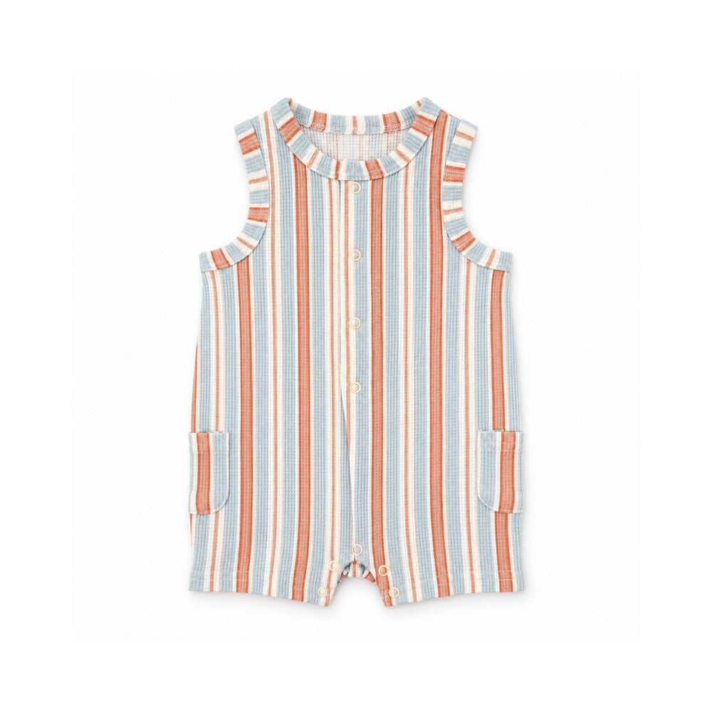 Salty Toes Series Baby Sleeveless Waffle Romper - BEACH STRIPE