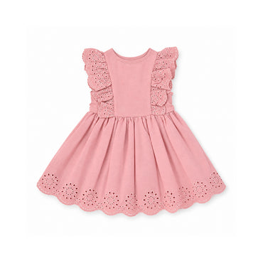 Salty Toes Series Baby Broderie Jersey Mix Dress - PINK