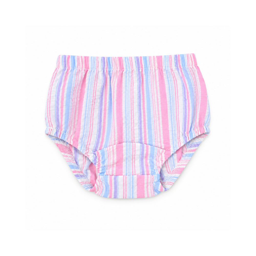 Salty Toes Series Baby Seersucker Dress with Bloomers - STRIPE
