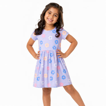 Good Vibes Girls Ashley Dress - LILAC DAISY