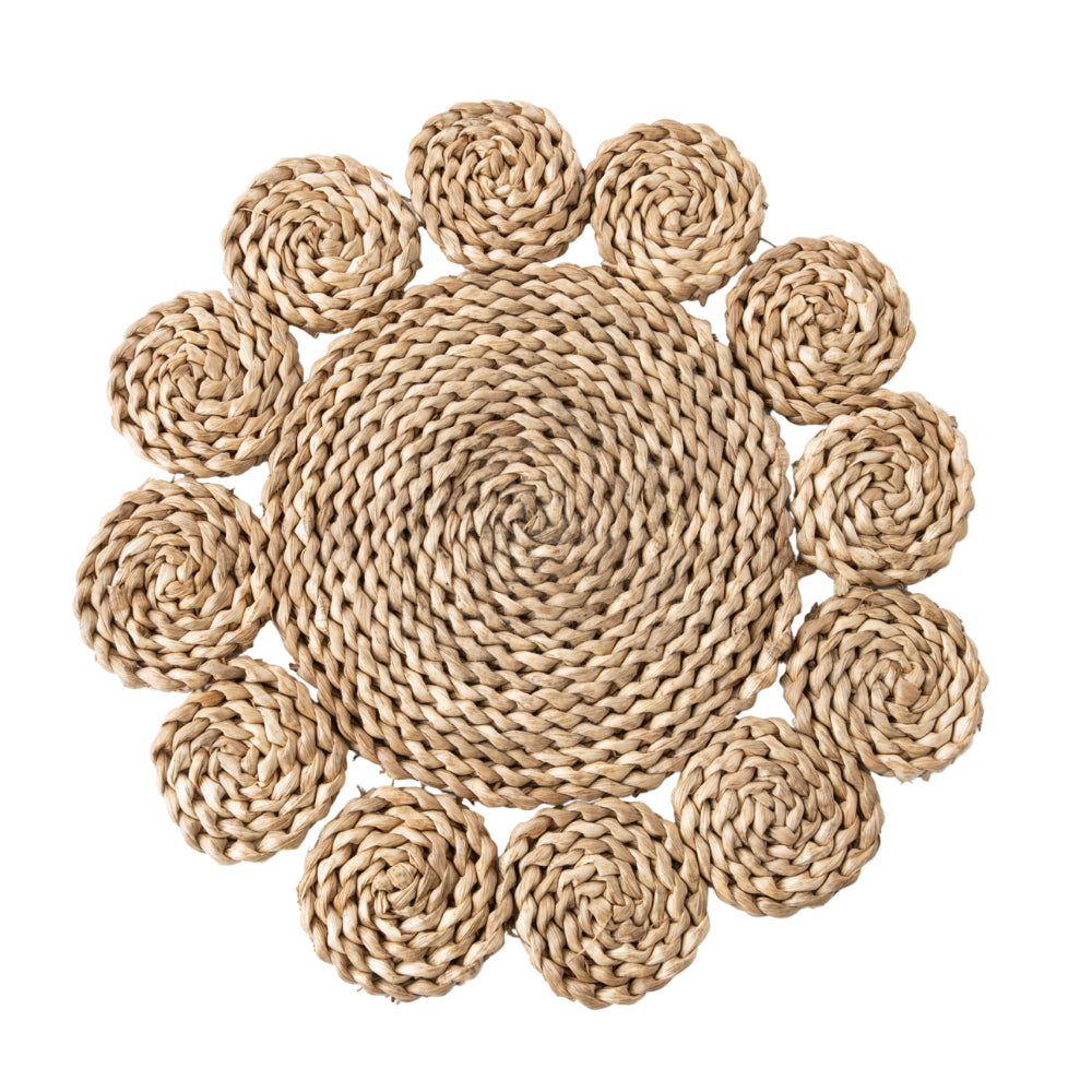 Coastal Tones Collection Raffia 4pk Placemat Set - FLOWER