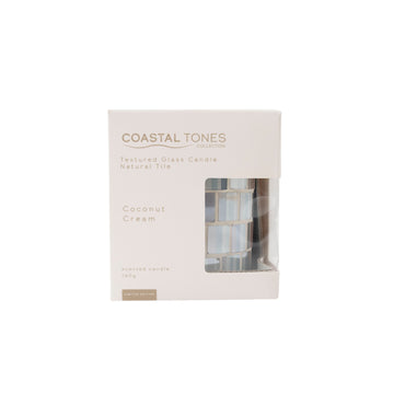 Coastal Tones Collection Textured Glass Candle - NATURAL TILE