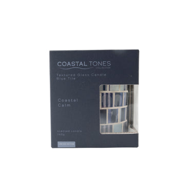 Coastal Tones Collection Textured Glass Candle - BLUE TILE