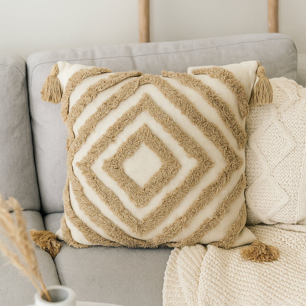 Coastal Tones Collection Texture Cushion - NATURAL DIAMOND