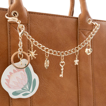 K&Co. Wild Flower Collection Structured Mini Tote Bag with Charms - TAN