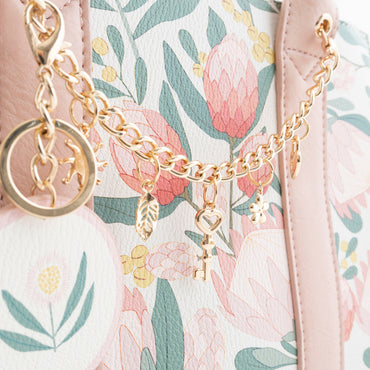 K&Co. Wild Flower Collection Structured Mini Tote Bag with Charms - WILDFLOWER