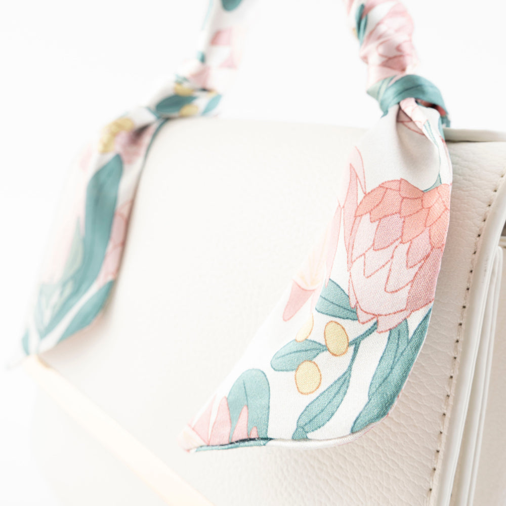 K&Co. Wild Flower Collection Handle Side Bag with Scarf - CREAM