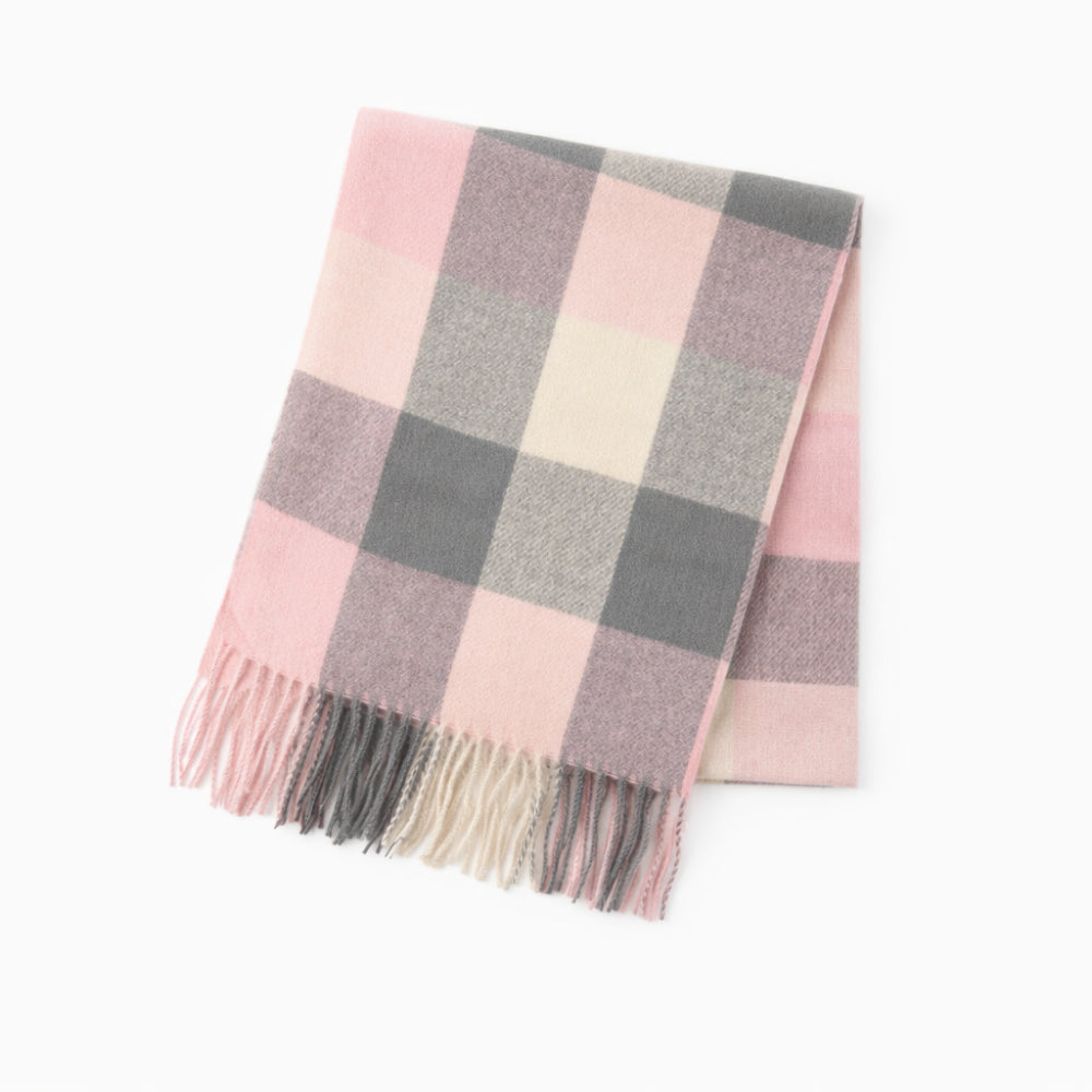 K&Co. Petal Series Checked Scarf - GREY/CREAM/PINK