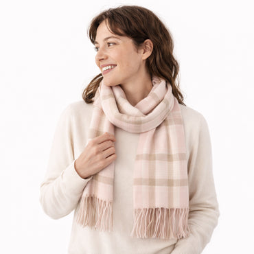 K&Co. Petal Series Checked Scarf - PINK/CREAM