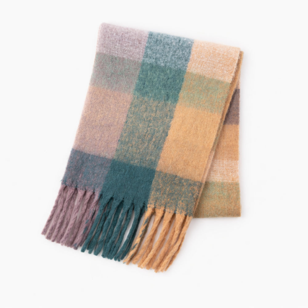 K&Co. Petal Series Chunky Scarf - TEAL/PURPLE CHECK