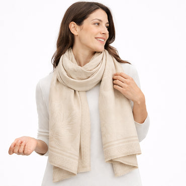 K&Co. Petal Series Jacquard Scarf - FLORAL LATTE