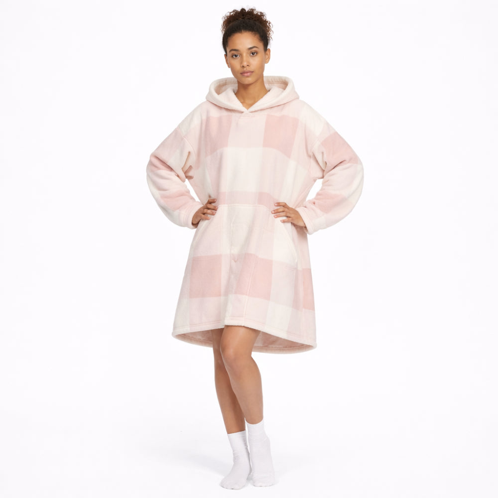 K&Co. Petal Series Hooded Blanket - PINK GINGHAM