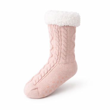 K&Co. Petal Series Slipper Socks - PINK CABLE