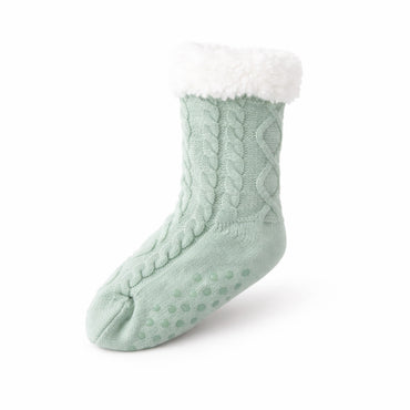 K&Co. Petal Series Slipper Socks - SAGE CABLE