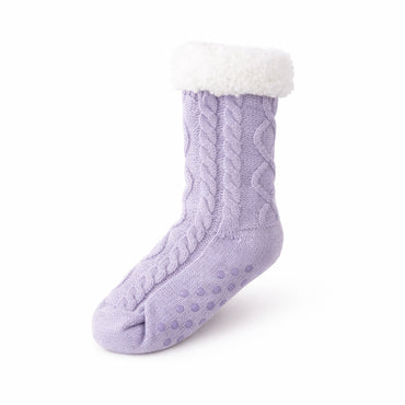 K&Co. Petal Series Slipper Socks - LILAC CABLE