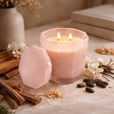 K&Co. Primrose Collection Glass Prism Candle - MUSK