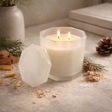 K&Co. Primrose Collection Glass Prism Candle - SWEET CEDAR