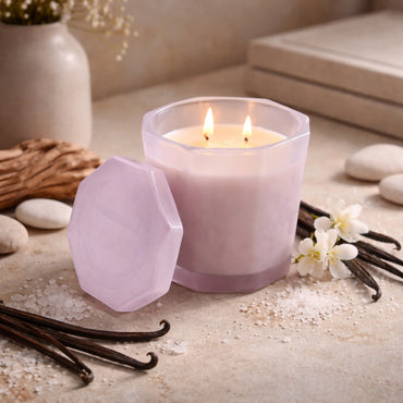 K&Co. Primrose Collection Glass Prism Candle - SALTED VANILLA