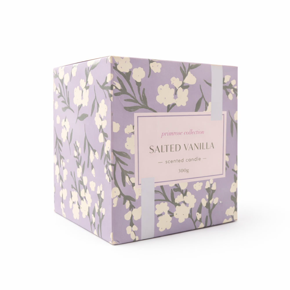 K&Co. Primrose Collection Glass Prism Candle - SALTED VANILLA