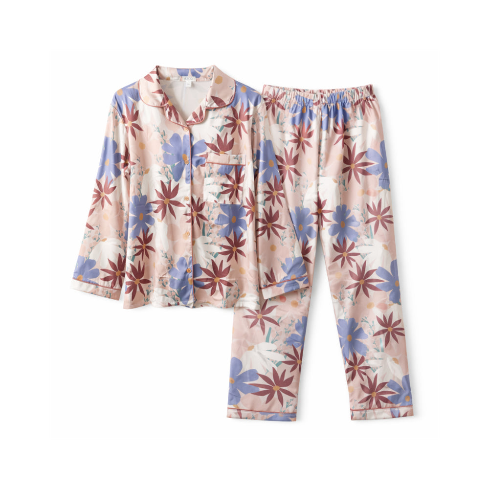 K&Co. Primrose Collection Long Satin Pyjama Set - PRIMROSE