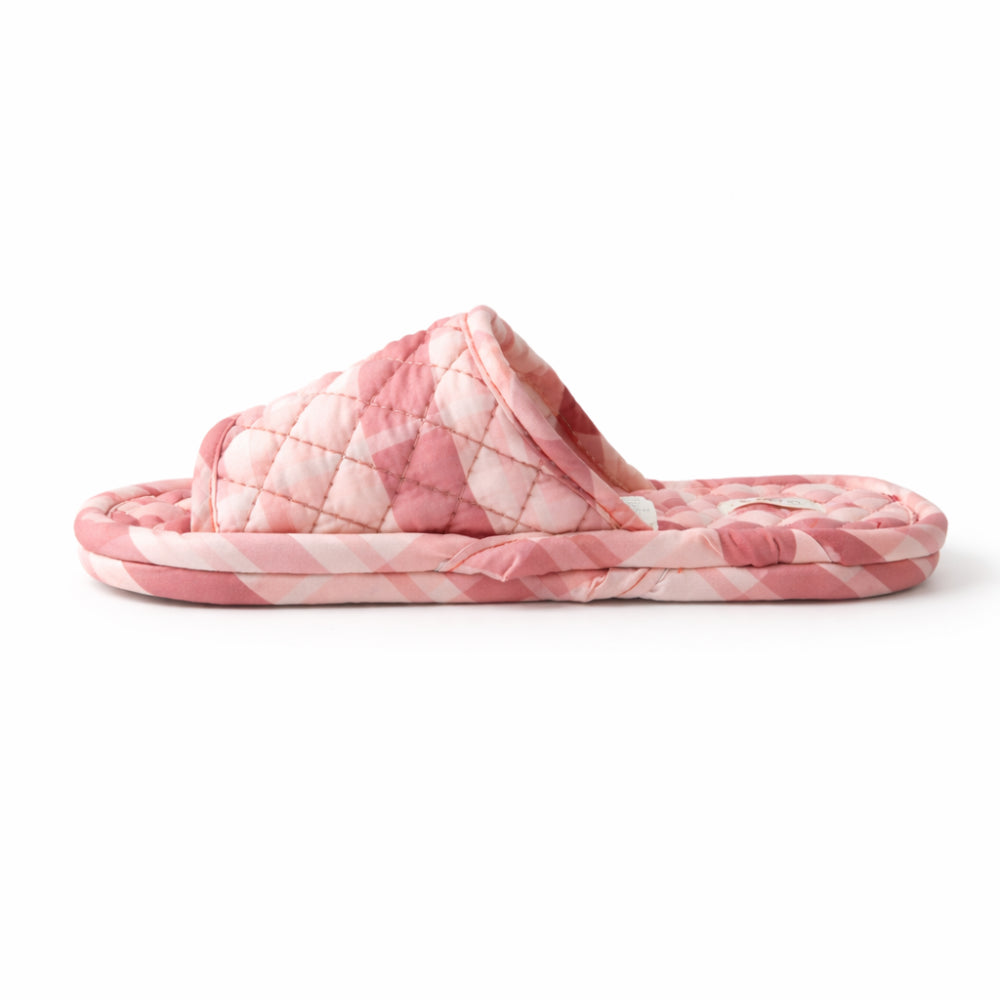 K&Co. Primrose Collection Quilted Slippers - BERRY GINGHAM