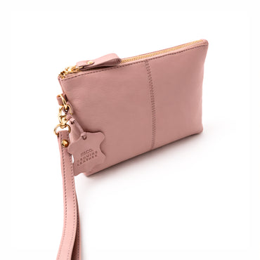K&Co. Primrose Collection Leather Clutch - DUSTY ROSE