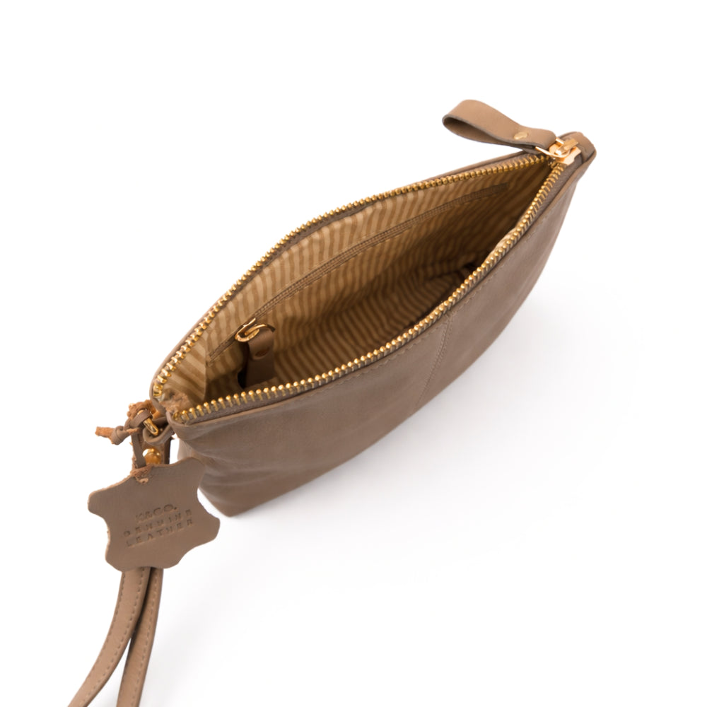 K&Co. Primrose Collection Leather Clutch - BROWN