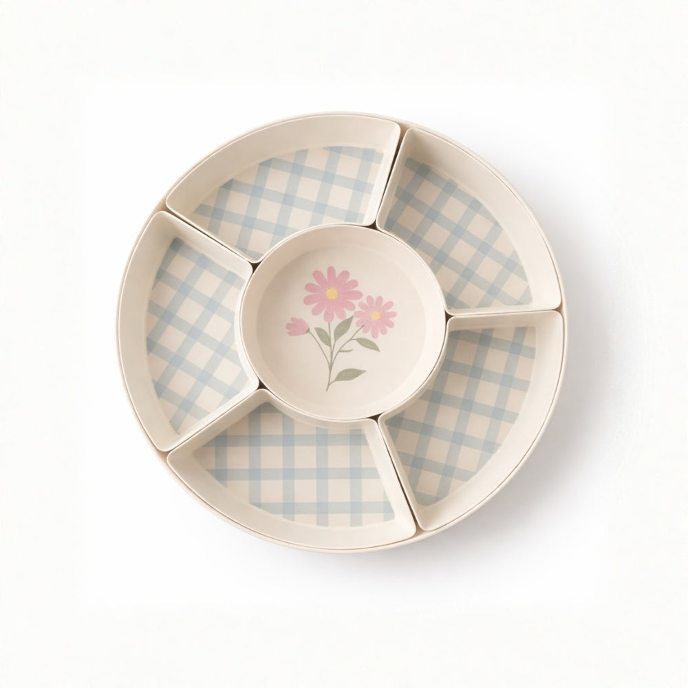 In Bloom Easter Bamboo Compartment Platter - PASTEL BOUQUET