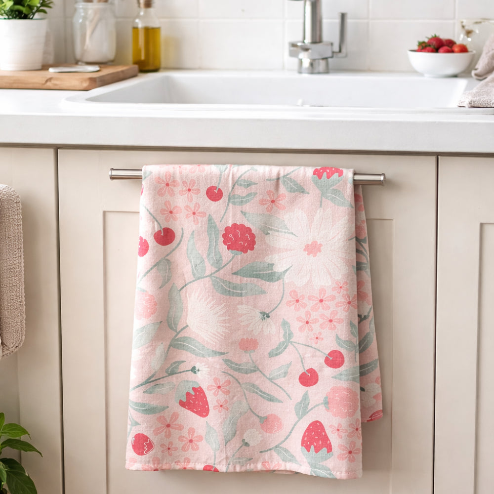 K&Co. Rhubarb Tea Towel - BERRIES & BLOOMS