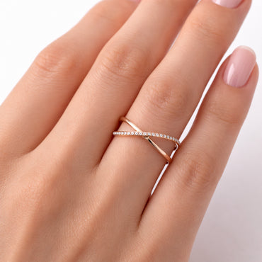 K&Co. Signature Jewellery Cara Cross Ring - ROSE GOLD