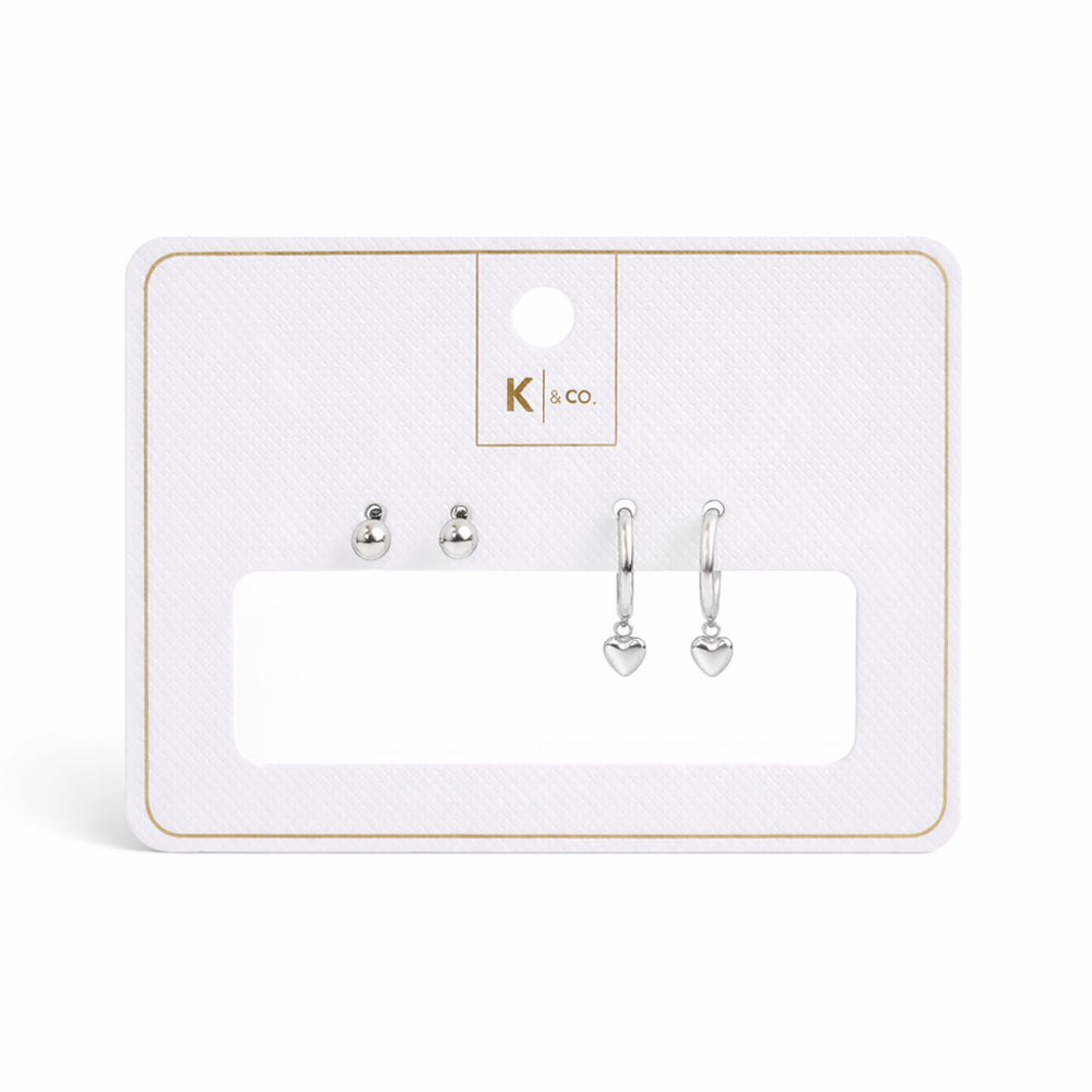 K&Co. Signature Jewellery Lia Heart Earring Set - SILVER