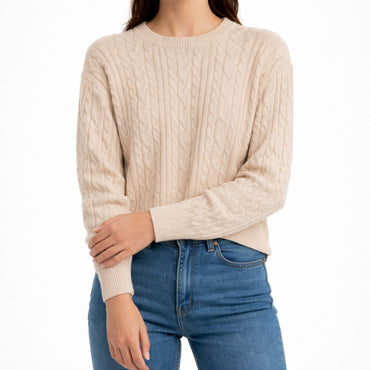K&Co. Primrose Collection Cable Knit Sweater - OATMEAL