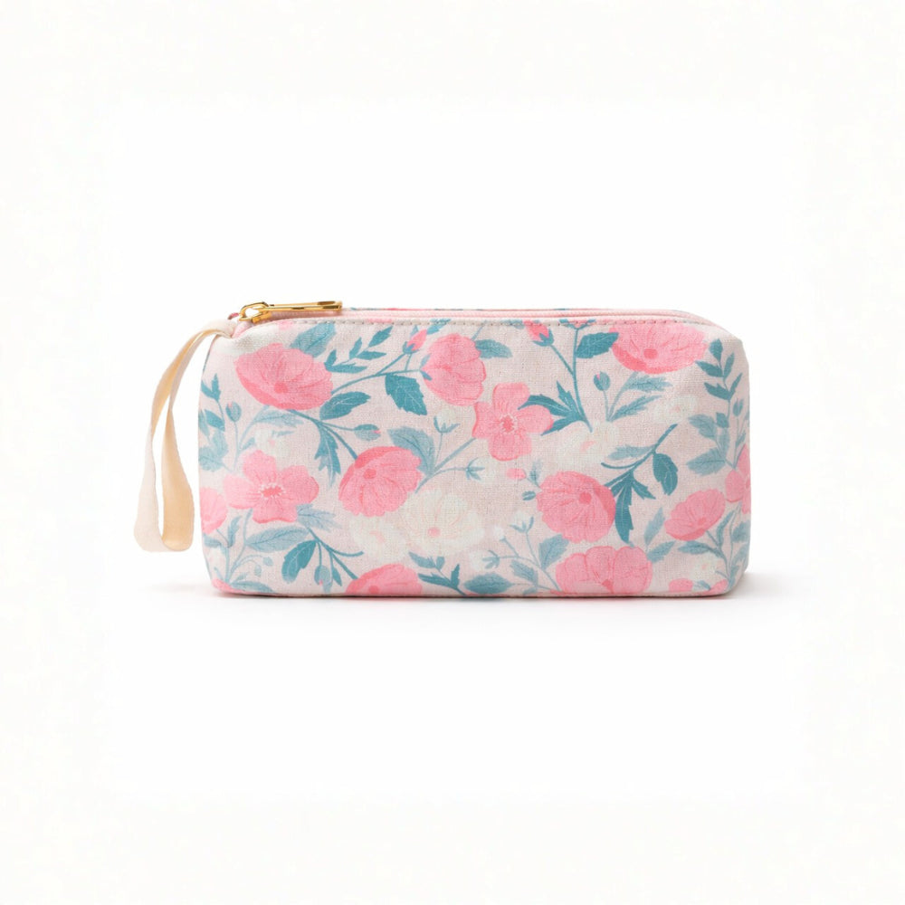 Petal Series Printed Makeup Bag Small - PETAL PINK