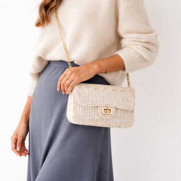 K&Co. Petal Series Boucle Mini Flapover Side Bag - BEIGE