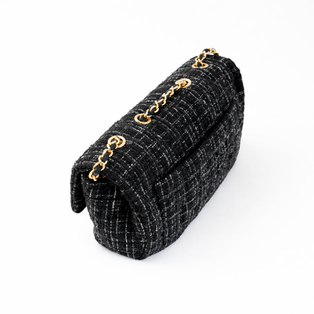 K&Co. Petal Series Boucle Flapover Side Bag - BLACK