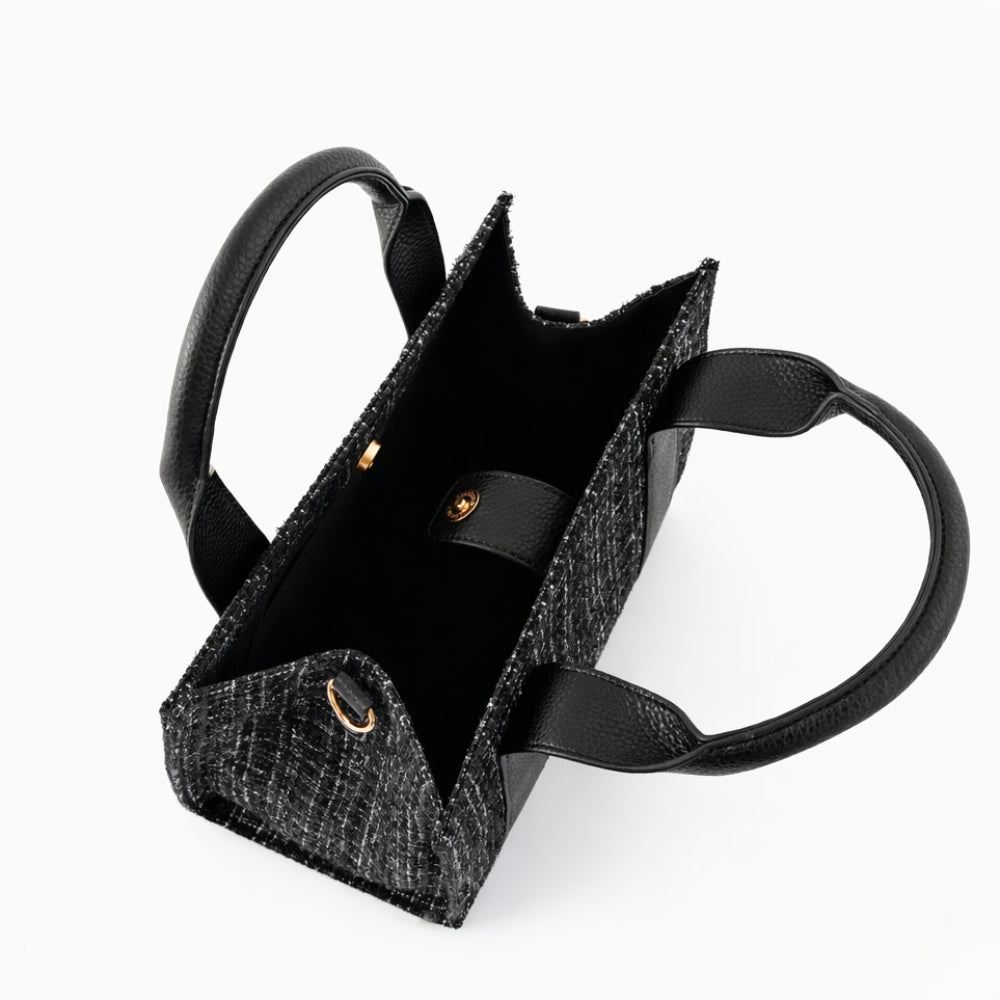 K&Co. Petal Series Boucle Mini Tote Bag with Pouch - BLACK