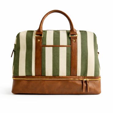 K&Co. Journey Collection Travel Overnight Bag - KHAKI STRIPE
