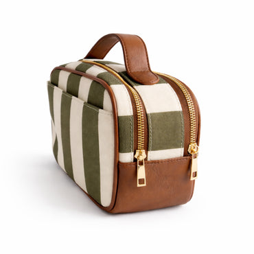 K&Co. Journey Collection Travel Handle Toiletries Bag - KHAKI STRIPE