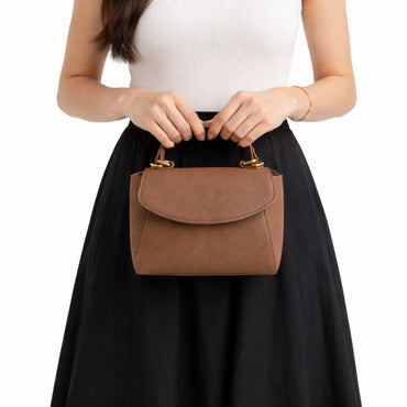 K&Co. Journey Collection Handle Side Bag - CHOCOLATE