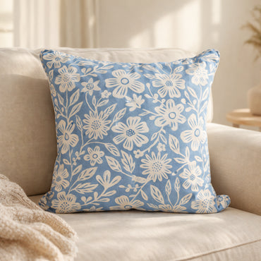 Lake House Collection Cushion Printed - BLUE BLOOMS