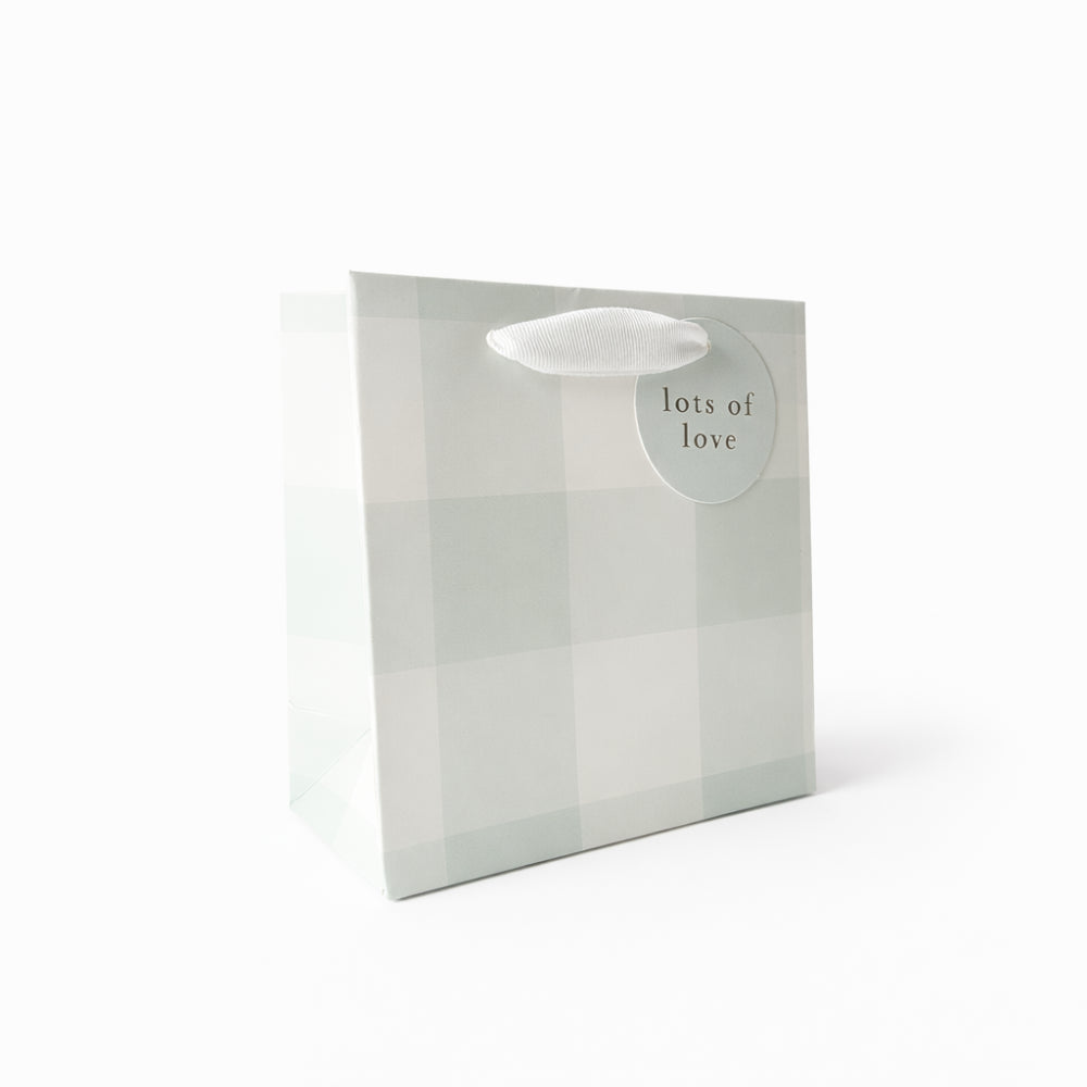 Square Gift Bag - GREEN GINGHAM
