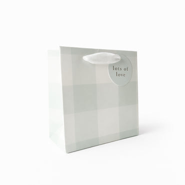 Square Gift Bag - GREEN GINGHAM