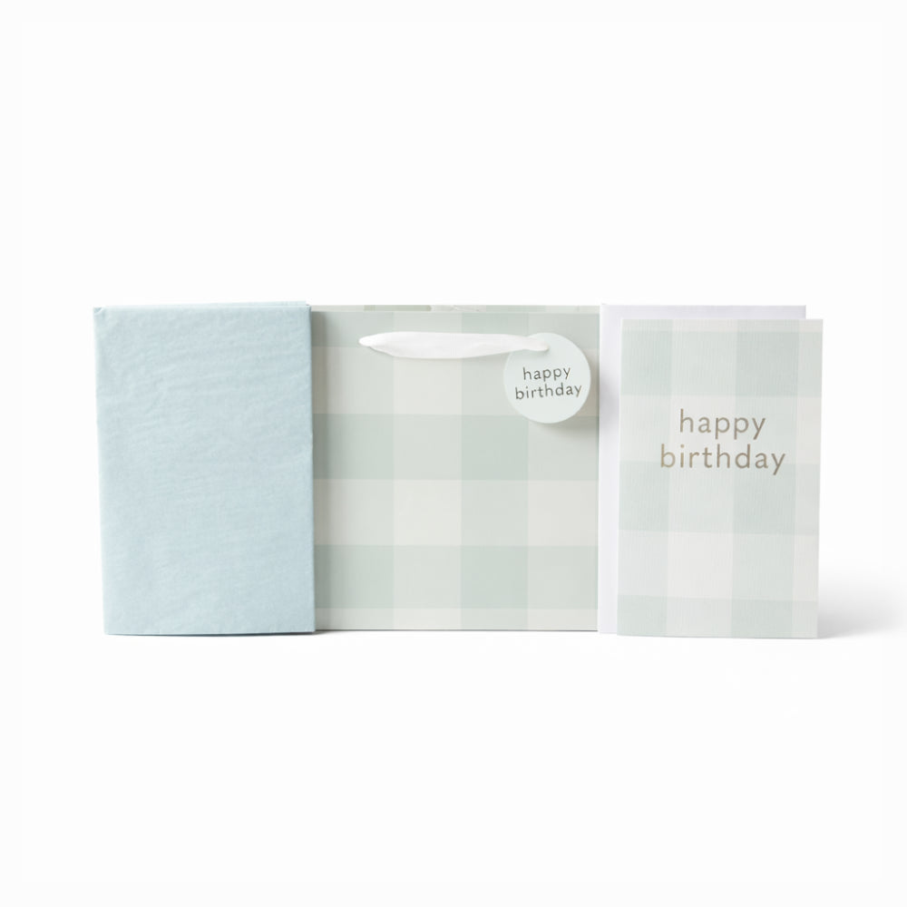 Medium Gift Bag Set - GREEN GINGHAM
