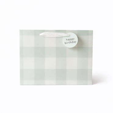 Medium Gift Bag Set - GREEN GINGHAM