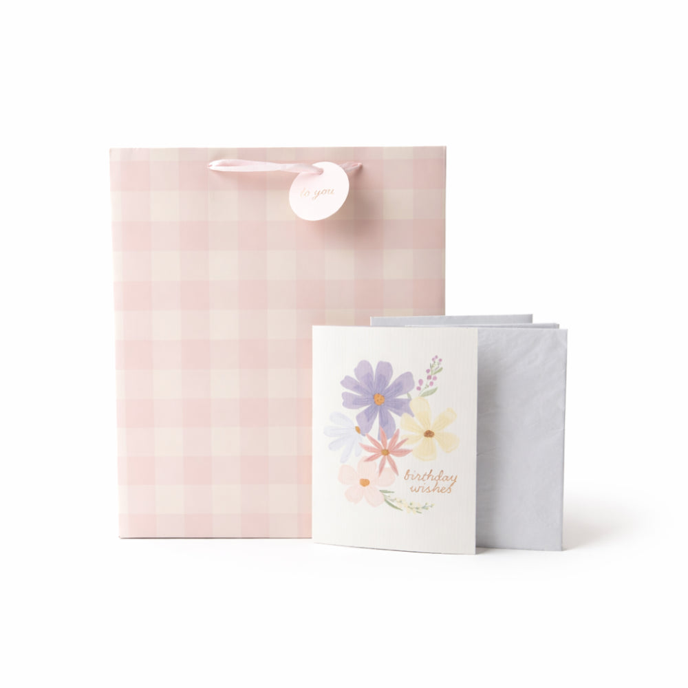 Large Gift Bag Set - BLUSH GINGHAM